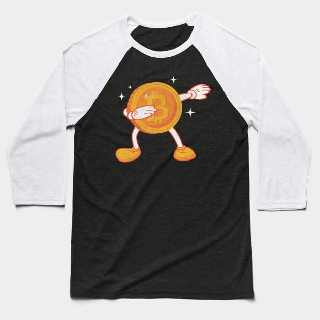 Funny Bitcoin logo dabbing character kids gifts Baseball T-Shirt by opippi